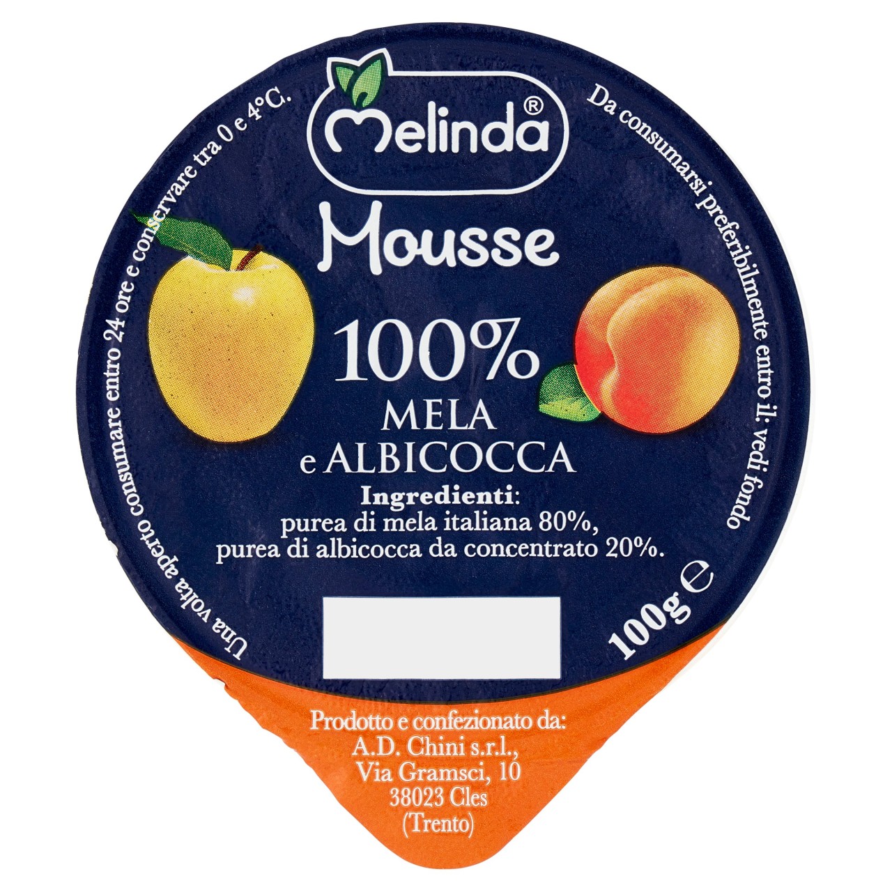 Melinda Mousse 100% Mela e Albicocca 100 g