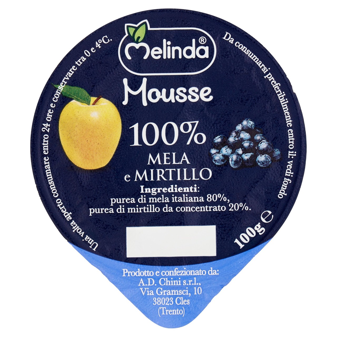 Melinda Mousse 100% Mela e Mirtillo 100 g