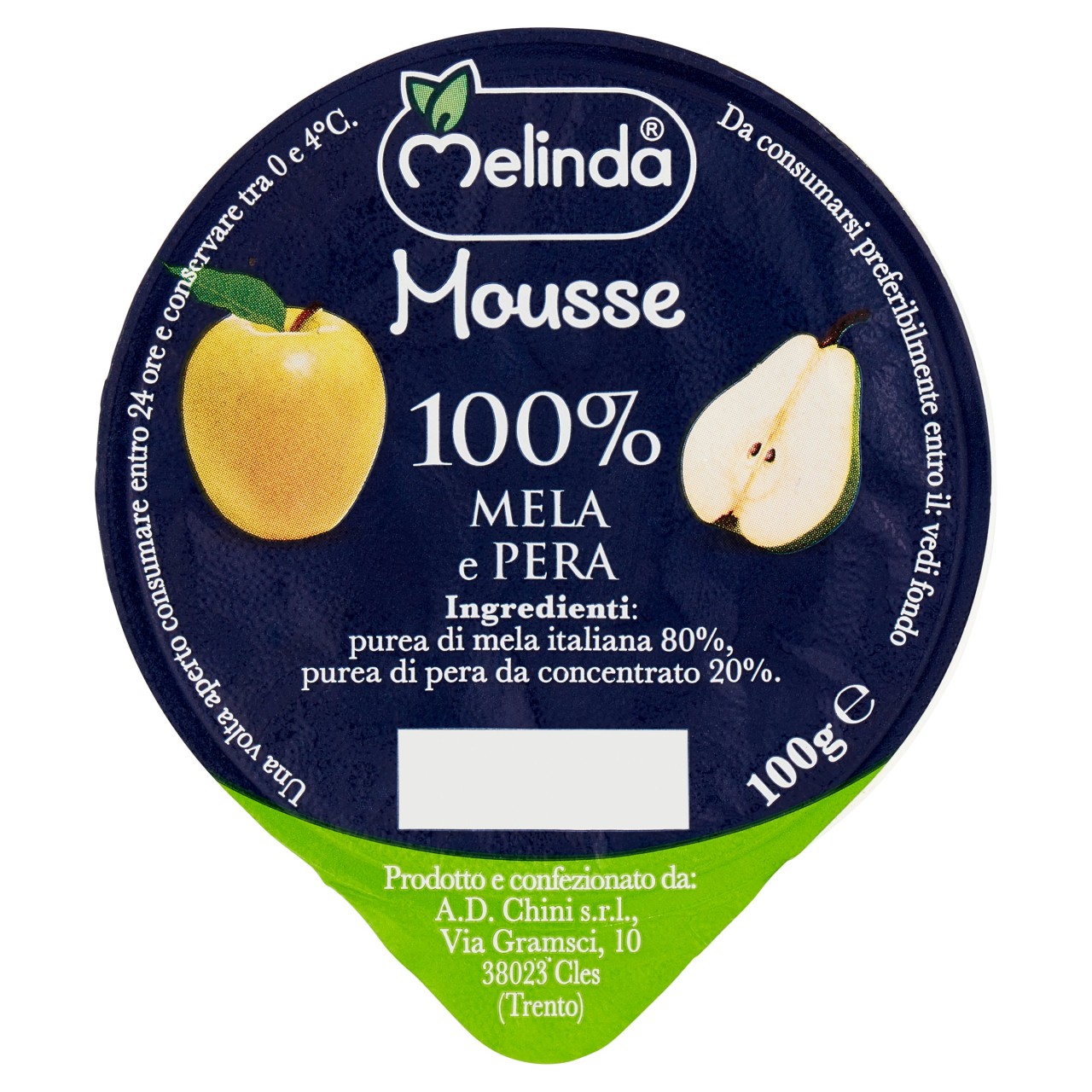 Melinda Mousse 100% Mela e Pera 100 g