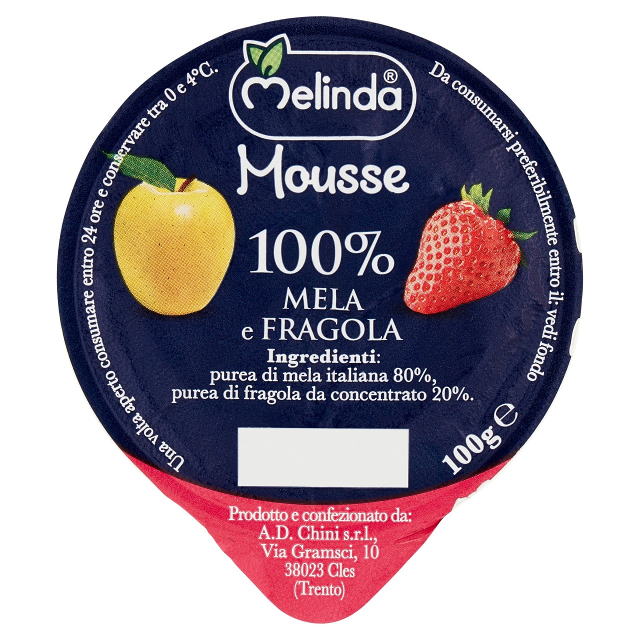 Melinda Mousse 100% Mela e Fragola 100 g