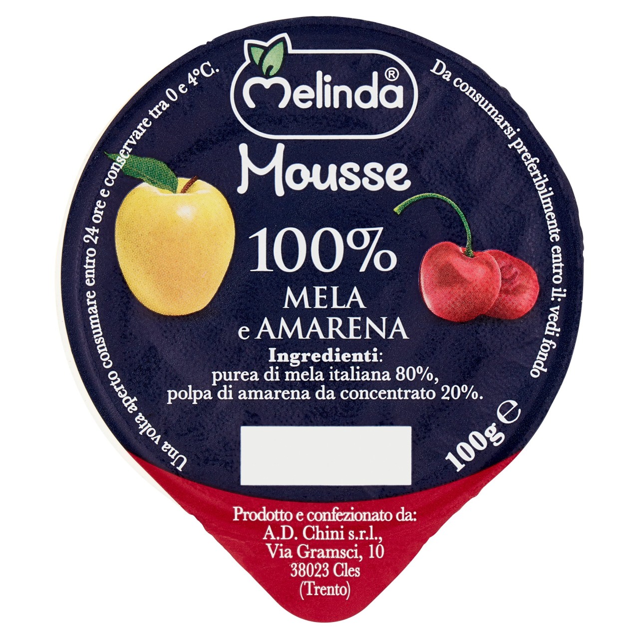 Melinda Mousse 100% Mela e Amarena 100 g